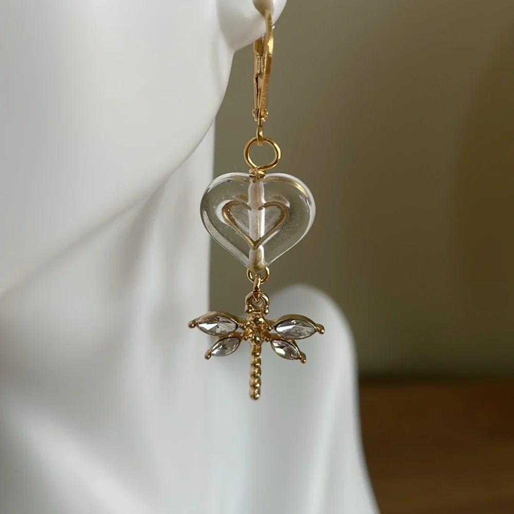 HAND CRAFTED DRAGONFLY PIERCED EARRINGS